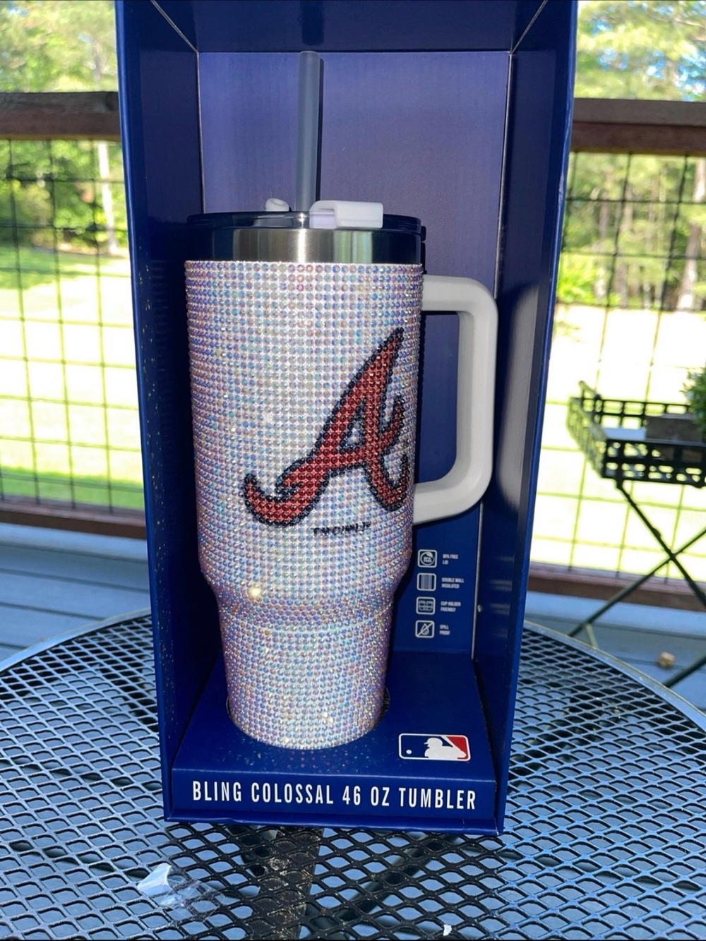 MLB Atlanta Braves Iridescent Crystal Bling Tumbler with Red Logo
